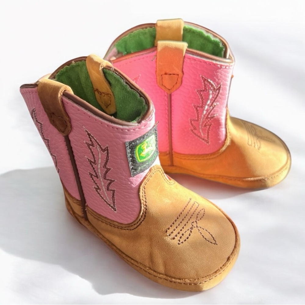 John Deere Leather Baby Cowboy Cowgirl Boots 6-9 months NWOT